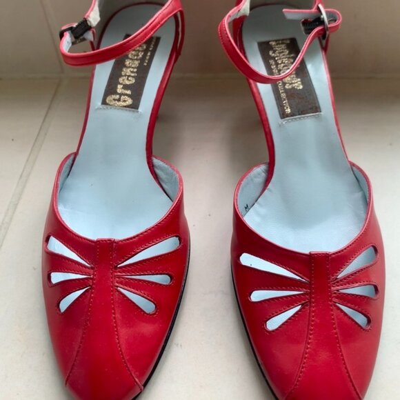 Granada Red Cutout Closed-Toe Pump with Ankle Strap - Picture 1 of 8